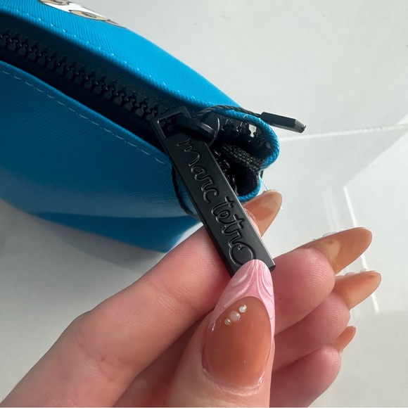 Marc Tetro Dog Print Blue Clutch Cosmetic Bag Large Pouch NWT - Picture 4 of 5